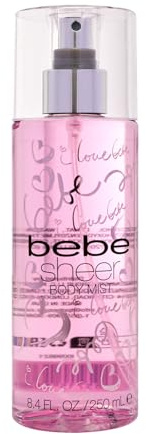 Bebe Sheer Body Mist - Body Spray for Women - Sensual and Flirtatious Womens Fragrance with Citrus Cocktail, Pink Peony and Sandalwood Notes - 8.4 oz