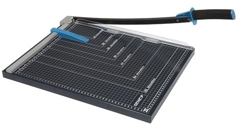 Genie GM A3 Papier-Hebelschneidegerät (geeignet für Formate bis zu DIN A3; 10 Blatt; für Materialien wie Papier; Fotos; Bastelkarton usw.; hochwertige Metall-Arbeitsfläche) schwarz/blau