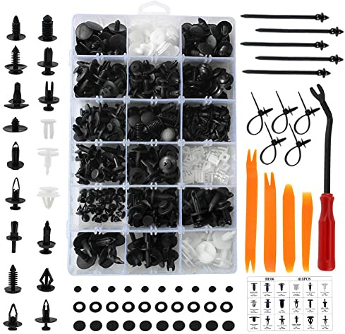 DaskFire 450 PCS Rivet Clips Plastique Vehicle Clips Agrafe Plastique Rivets pour Auto Voitures Panneaux de Portes avec Boîte De Rangement et Outil Installation