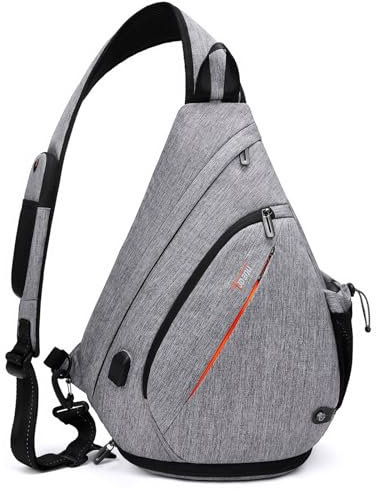 TUDEQU Sling Bags for Men,8 Pockets One Shoulder Backpack Large 19L,Crossbody,Single Strap,Black,Travel,Hiking,Women