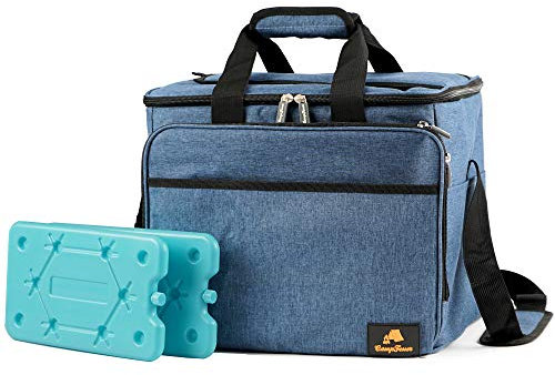 CampFeuer Kühltasche 30 Liter | blau-meliert | leicht und wasserdicht | Isoliertasche für BBQ, Camping, Strand, Einkaufen | Kühltasche Rucksack isoliert, Insulated Cooler Bag