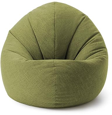 Lumaland Interior Line Poltrona a sacco, pouf 2 in 1, per interni, con imbottitura da 300 l, 120 x 80 x 75 cm, rivestimento effetto lino, giallo Lime