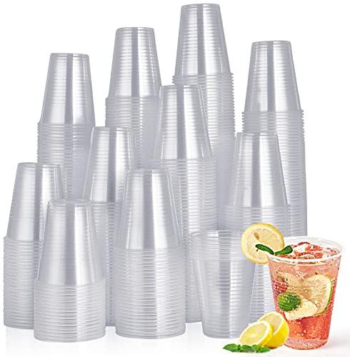 Turbo Bee 420 Pack 16oz Clear Disposable Plastic Cups,Cold/Hot Drinking Cups,Transparent Plastic Party Container for Water, Iced Cold Coffee, Juice, Soda