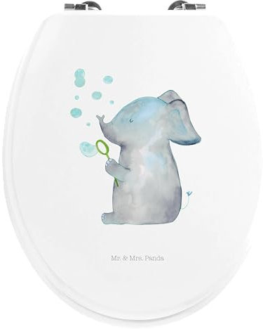 Mr. & Mrs. Panda Motiv WC Sitz Elefant Seifenblasen - Geschenk, Tiermotive, lustige Sprüche, WC-Sitz, Klodeckel, Toilettendeckel, Klobrille,
