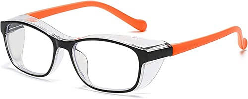 Otcmuky Kids Anti Saliva Anti Pollen Safety Glasses,UV Protection Boys Girls Silicone Light Goggles Protective with Side Shield for Age 4-10 Children (Color : Clear)