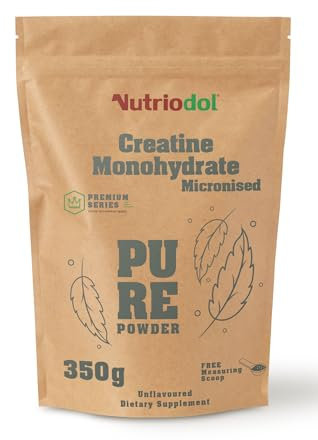 Nutriodol Creatine Monohydrate Powder | Selected Premium Micronised Quality | Pre-Workout & Post-Workout Supplement for Muscle Performance & Recovery. (Unflavoured 350g)