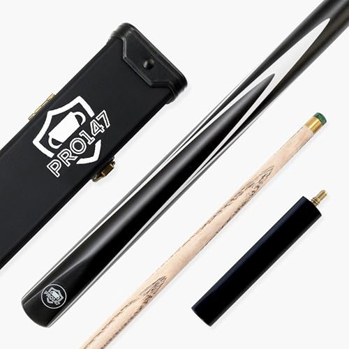 PRO147 STRIKER 3/4 Snooker Pool Cue and Case Set Black Reinforced Case, Extension 9.5mm Tip (Standard (Cue + Case + Mini Butt))