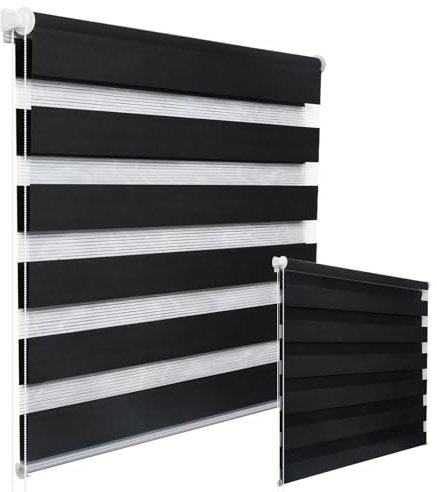 WOLTU 2 Stück Doppelrollo Klemmfix ohne Bohren Duo Rollo Klemmrollo für Fenster mit Klemmträger, Fensterrollo Lichtdurchlässig & Verdunkelnd Wandmontage, Anthrazit 55x150 cm (Stoffbreite 51 cm)