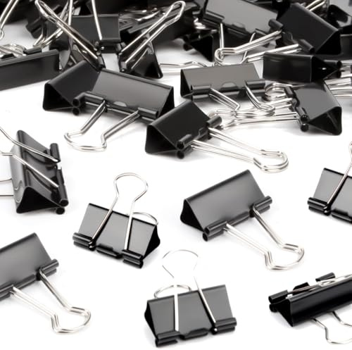 Ziamzra Clip Ferma Carta 32 mm Clips Binder 25 Pezzi Pinze Fogli Metallo Molle Fermacarte Clip Fogli Clip Fermacarte Nero Clip per Raccoglitori per Ufficio Home Letter Paper Scuola Fotografie