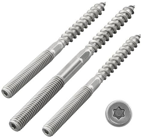 Hanger Bolts with Torx Drive (TX) | Stainless Steel A2 / V2A | Double Threaded Screws | Screw Pins | Wood Screw (M6 x 80 mm, Pack of 5)
