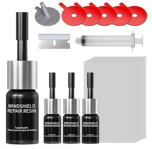 everfarel Kit Riparazione Parabrezza Auto, 4 Pezzi Kit Riparazione Vetro Auto, Kit Riparazione Parabrezza Auto, Set ripara Molti Tipi di Crepe nel Parabrezza dell'auto