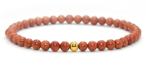 LAKADA Goldfluss Armband mit 4mm Perlen - verschiedene Längen - Heilstein Schutzstein Talisman Glücksbringer Geschenk (Goldfluss, 20CM)
