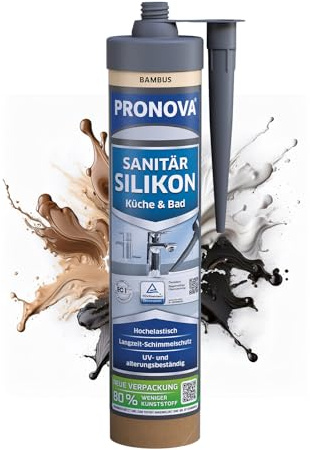 Premium Sanitär Silikon Bambus Dusche Bad & Küche Dichtmasse für innen und außen Sicher gegen Schimmel 280ml - Made in Germany Vergilbungsfrei, Hochelastisch, UV- und alterungsbeständig
