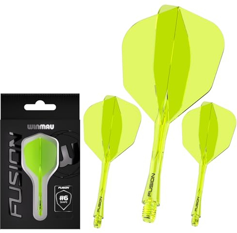 WINMAU Darts - Fusion Integrerat flyg- och axelsystem - No.6 Form och design – Neongul Färg, Mellanlängd