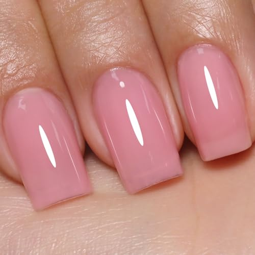Imtiti Rose Vernis Semi Permanent, Transparent Rose Vernis Gel UV Semi Permanent Jelly French Gel Nail Polish Gelée Printemps Eté Vernis À Ongles Gels Semi Permanents UV Led Soak Off 10ml