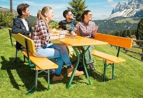 Öltält-set ölträdgårdsset festtält-set hopfällbar uppsättning med bordsram benfrihet med ryggstöd 1 A bryggerikvalitet med 67 cm bordsbredd direkt från tillverkaren längd 220 cm natur