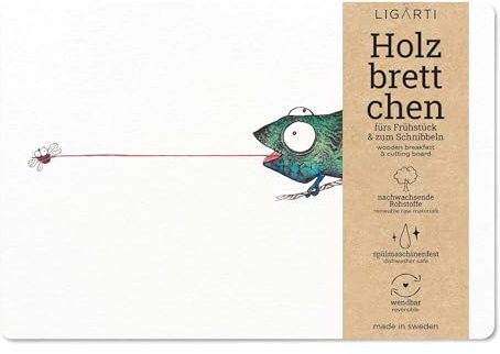 Ligarti® Frühstücksbrettchen aus Holz | Nachhaltiges Frühstücksbrett 22x15 cm, ideal für köstliche Frühstücksmomente | Hergestellt in Schweden, spülmaschinenfest