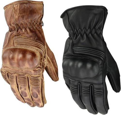 BOSmoto Motorradhandschuhe Classic Zeitloser Stil & Maximale Sicherheit – Aus Echtem Leder mit Verstärktem Knöchelschutz für Herren,Motorrad Sommer Handschuhe (Brown, 3XL)