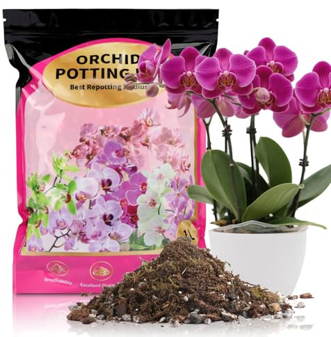 GOTVUGE Organic Orchid Potting Mix & Bark Blend - All Natural, Fast Draining Soil for Phalaenopsis, Dendrobium, Oncidium Plants (1L)