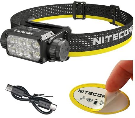 Nitecore HC75 UHE 3000 Lumen USB-C Rechargeable Zoomable Work Headlamp, White and Red Beams for Industrial Work, Night Camping, Hiking, and Hunting, Adjustable Focus with Floodlight and Spotlight