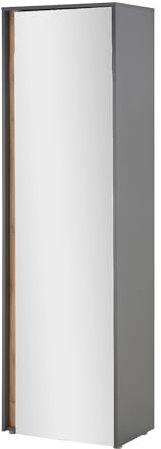 Furn.Design Garderobenschrank in grau matt und Wotan Eiche Flurschrank mit Spiegel 60 x 200 cm, Center
