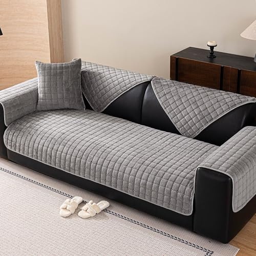 Sängorm soffa, överdrag L-form, soffskydd för sits, soffa, överdrag 1-2, 3-sitsig sofföverdrag, soffskydd, halkfri, universellt sofföverkast, hörnsoffa (F-mörkgrå, 90 x 210 cm