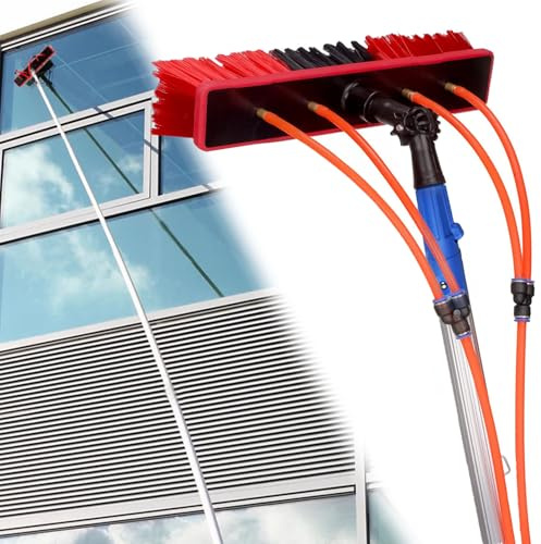 3-12m Kit Pulizia Pannelli Fotovoltaici, Spazzola Telescopica per Il Lavaggio con Testa Della Spazzola Girevole 180°, Multifunzione Asta Telescopica per Pulizia Finestre Alte E Tetto 35CM Brush 3CM