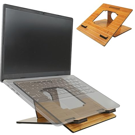 DIGRESO | Soporte Portátil de Madera - Laptop Stand Ecológico y Ergonómico para Escritorio - Soporte Ordenador Portátil Natural y Plegable para Casa u Oficina. (Circulo)