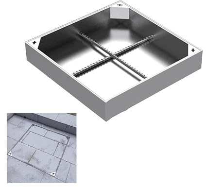 LMXRYPD Couvercle et Cadre de Regard Carré en Acier Inoxydable, Caillebotis Exterieur Metal, Regard Invisible, pour Garage, Drain Extérieur, éPaisseur 3 mm(40cm/15.7in)