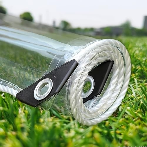 Generisch Plane Transparent mit Ösen 400g/m² Durchsichtige Plane Wasserdicht Abdeckplane 0.35mm, Winddicht, reißfest PVC Abdeckplane für Terrassen, Outdoor Windschutz(1.2x2.5m)