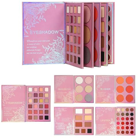 Palette di Trucco per il Viso Completo | Blush Illuminante E Rossetto A Lunga Tenuta | Palette A Libro Per Trucco Con 5 Strati | Per Donne E Ragazze, Adatto A Compleanni, Viaggi, Feste, Appuntamenti,