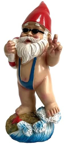 Funny Garden Gnomes Decoration Statue, Dwarf Figurines Ornament Resin Sculpture For Pation Yard Lawn Indoor Tabletop Home,Outdoor Funny, Dwarf Sculpture Rude Gnome Figurines(COLOR:Ocean)
