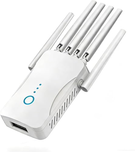 Repetidor WiFi Potente Amplificador señal WiFi, WiFi Extender Largo Alcance 6 Antenas, Modo Repetidor/Ap, Cobertura 9000 ft², Hogar y Oficina, Instalación Sencilla