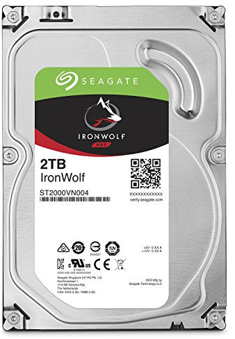 Seagate IronWolf, 2TB, NAS, Disco duro interno, HDD, CMR 3,5 SATA 6GB/s, 5900 RPM, caché de 64 MB para almacenamiento conectado a red RAID, y 3 años Rescue Services (ST2000VN004)