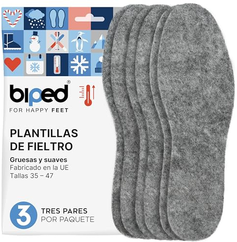 biped 3 par filtsulor - Extra tjocka skosulor av slitstark filt - Värmande värmesulor för vintern z1014(40)