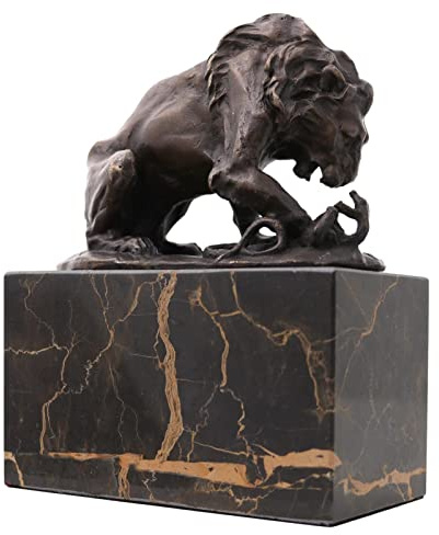 Skulptur Löwe Schlange Antik-Stil Bronzeskulptur Bronze Figur Statue 15cm