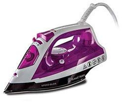 Russell Hobbs Electric Iron, Self Cleaning, Variable Steam, Purple, Modern Style, Stainless Steel Base