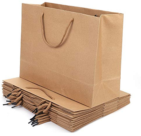 Geschenktüten Kraftpapier Papiertüten mit Henkel 10 Stück Geschenktasche Party Gastgeschenke Einfarbig Mitgebsel Tüten für Geburtstag Hochzeit Weihnachten Halloween Oktoberfest Valentinstag