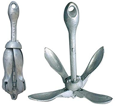 Ancora ad Ombrello Pieghevole in Acciaio Fuso zincato Perfettamente Bilanciata da 0.7 kg - 1.5 kg - 2.5 kg - 3.2 kg - 4.0 kg - 6 kg - 12 kg per Barca Ancoraggio (1,5 kg)