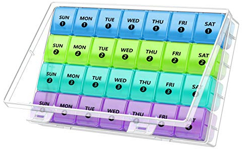 DANYING XL Monthly Pill Organizer 1 Time a Day with Dust-Proof Case, Extra Large 4 Weeks Pill Box Once a Day, 28 Days Pill Container 1 Per Day, Weekly Vitamin Case, Daily Medicine Organizer