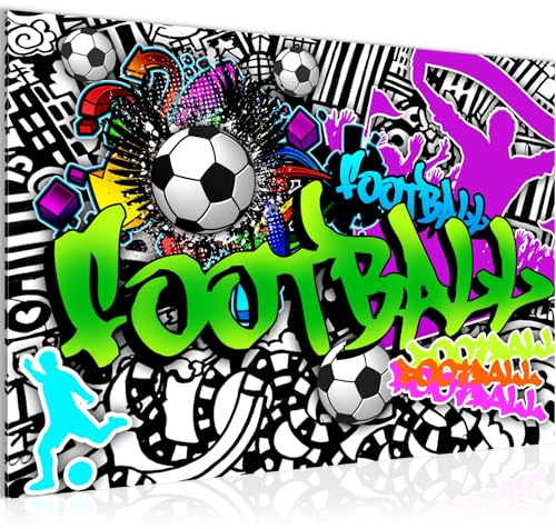Runa Art Bild Fussball Graffiti Modern Wandbilder Loft Wohnzimmer 1 Teilig - Made In Germany - Street Art Bunt Flur 402615a