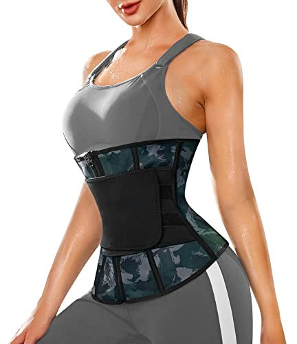 CHUMIAN Damen Bauchweggürtel Fitnessgürtel Verstellbare Neopren Sauna Gürtel Schwitzgürtel Taille Trimmer Body Shaper Bauchgürtel Waist Trainer zur Sport Fitness Korsett (Schwarz, L)