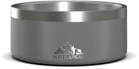 Hydrapeak Dog Bowl; Non Slip Stainless Steel; Water and Food Dish; Large Sized and Small Dogs; 32oz 64oz; Multiple Sizes; 4 Cup | Graphite