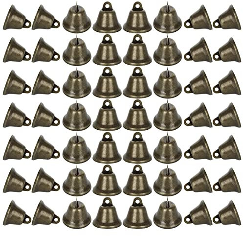 JMIATRY 60 Pcs Antique Bronze Vintage Jingle Bells, 38mm Vintage Bronze Craft Jingle Bells, Mini Hanging Bell for Christmas Decorations, DIY Craft, Wind Chimes, Dog Potty Training