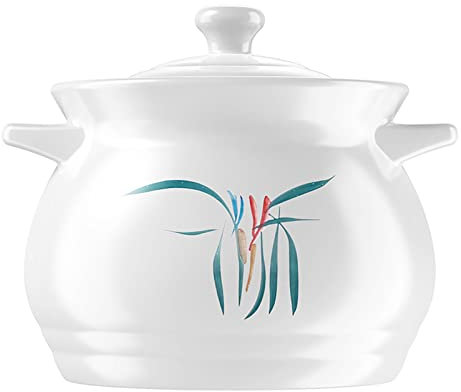 SHALOLY Olla De Cocción Lenta con Tapa Y Asa, Cacerola De Cerámica Grande Resistente A Los Arañazos Antiadherente, Cazuela De Cocina Tradicional para Microondas, Gas, Estufa De Cerámica,3L (5L)
