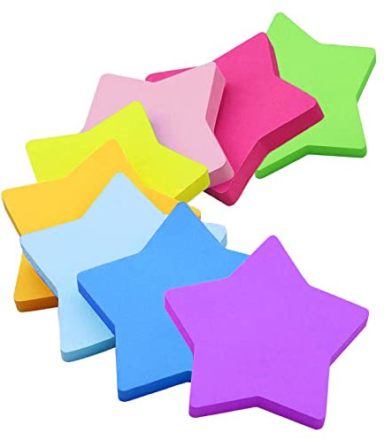 Farbige Haftnotizen, 560 Blatt Selbstklebende Haftnotizzettel, Farbig Pentagramm Notizblöck Super Sticky Notes für Büro Schule Zuhause 8 Farben 76 x 76 mm