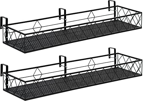 Outsunny Fioriera da Esterno con Ganci per Ringhiera, Set 2 pezzi per Balcone e Terrazzo in Metallo, 100x31x12 cm, Nero