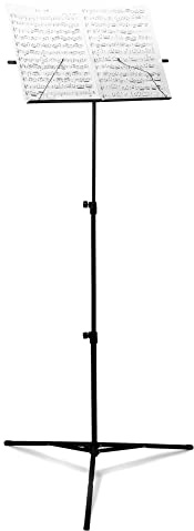 QWORK® Zusammenklappbarer Notenständer mit Tragetasche, höhenverstellbar von 65–135 cm, maximale Traglast 2 kg, leicht für Aufbewahrung oder Reisen