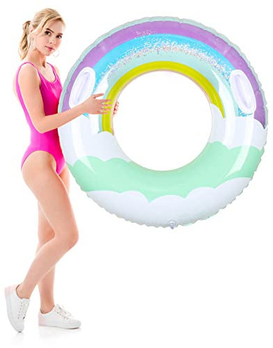 ‎CTDMJ Schwimming Ring Erwachsene Schwimmring Mit Griff Sternenklarer Himmel Schwimmreifen Runden Schwimmring Schwimmringrohrür Pool Badspielzeug Party Sommerpool Party Ca.80 cm