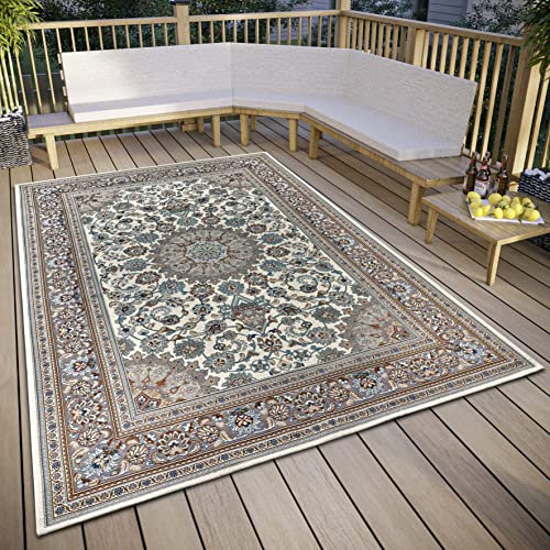 HANSE Home Kadi - Tapis Oriental pour l'intérieur et l'extérieur - tissé à Plat - Design Oriental Classique - Certifié Öko-Tex - Résistant aux intempéries et aux UV - pour Balcon, terrasse, Jardin -